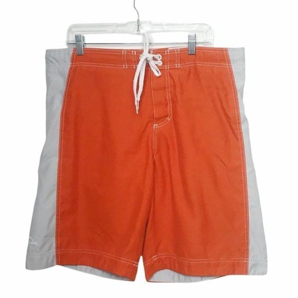 Eddie Bauer Orange Gray Swim Board Shorts Size Large
